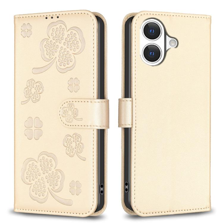 Custodia per telefono in pelle goffrata a quattro foglie, For iPhone 18 Pro/17 Pro, For iPhone 18 Pro Max/17 Pro Max, For iPhone 17, For iPhone 17 Air