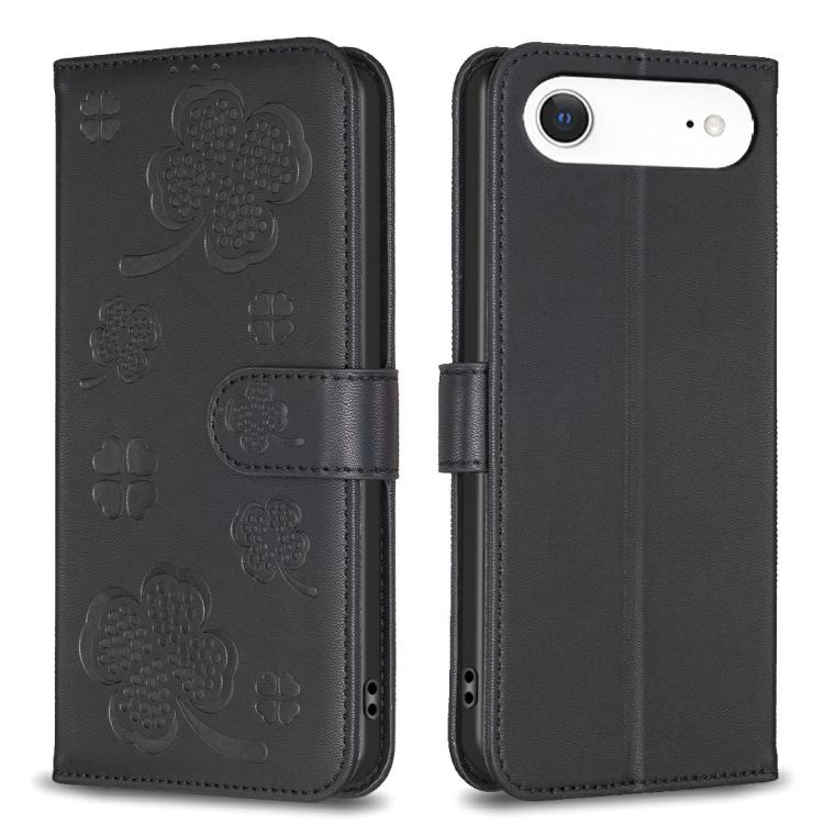 Custodia per telefono in pelle goffrata a quattro foglie, For iPhone 18 Pro/17 Pro, For iPhone 18 Pro Max/17 Pro Max, For iPhone 17, For iPhone 17 Air