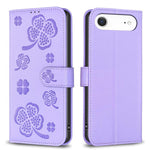 Custodia per telefono in pelle goffrata a quattro foglie, For iPhone 18 Pro/17 Pro, For iPhone 18 Pro Max/17 Pro Max, For iPhone 17, For iPhone 17 Air