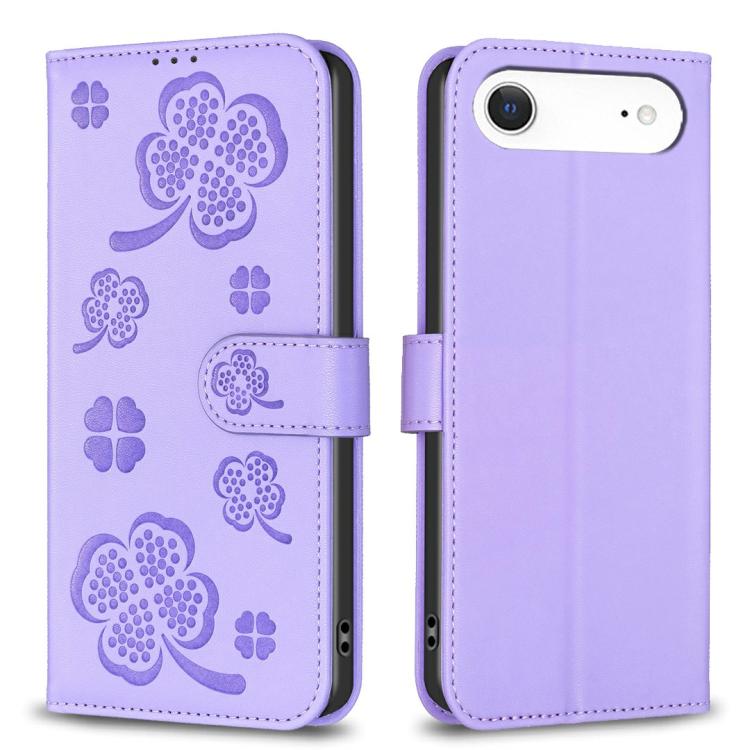Custodia per telefono in pelle goffrata a quattro foglie, For iPhone 18 Pro/17 Pro, For iPhone 18 Pro Max/17 Pro Max, For iPhone 17, For iPhone 17 Air