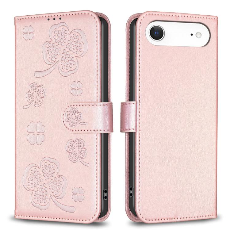 Custodia per telefono in pelle goffrata a quattro foglie, For iPhone 18 Pro/17 Pro, For iPhone 18 Pro Max/17 Pro Max, For iPhone 17, For iPhone 17 Air