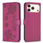Custodia per telefono in pelle goffrata a quattro foglie, For iPhone 18 Pro/17 Pro, For iPhone 18 Pro Max/17 Pro Max, For iPhone 17, For iPhone 17 Air