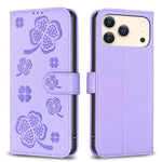 Custodia per telefono in pelle goffrata a quattro foglie, For iPhone 18 Pro/17 Pro, For iPhone 18 Pro Max/17 Pro Max, For iPhone 17, For iPhone 17 Air
