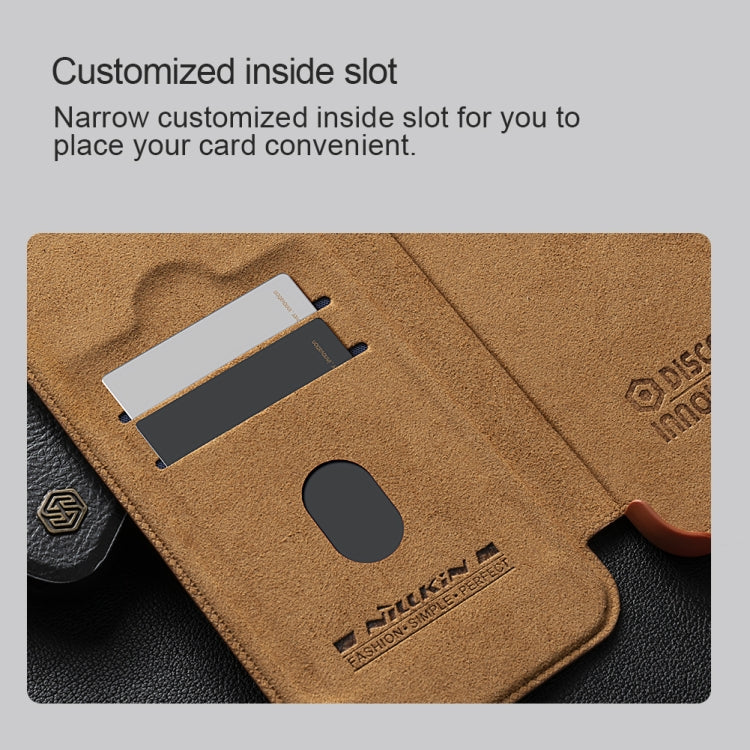 Custodia per telefono in pelle con design Flip per fotocamera NILLKIN Qin Prop Series, For Samsung Galaxy S24 Ultra 5G, For Samsung Galaxy S24+ 5G, For Samsung Galaxy S24 5G