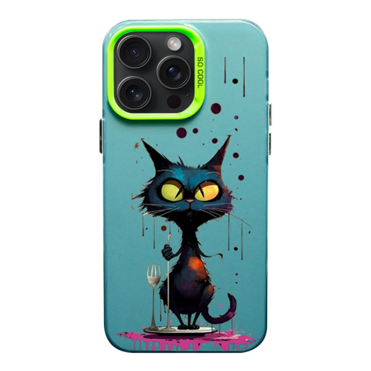 Custodia per telefono PC+TPU satinata con inchiostro colorato, For iPhone 15 Pro