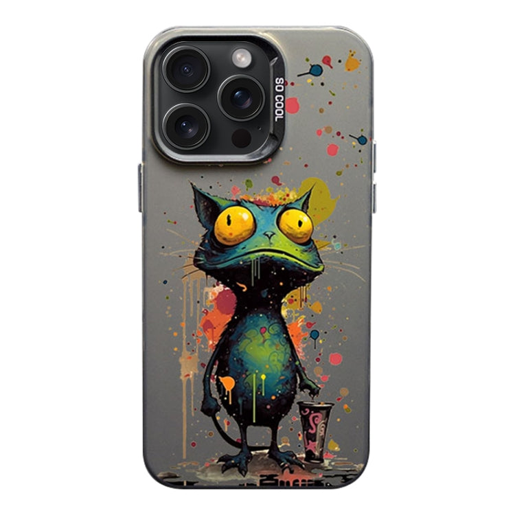Custodia per telefono PC+TPU satinata con inchiostro colorato, For iPhone 15 Pro