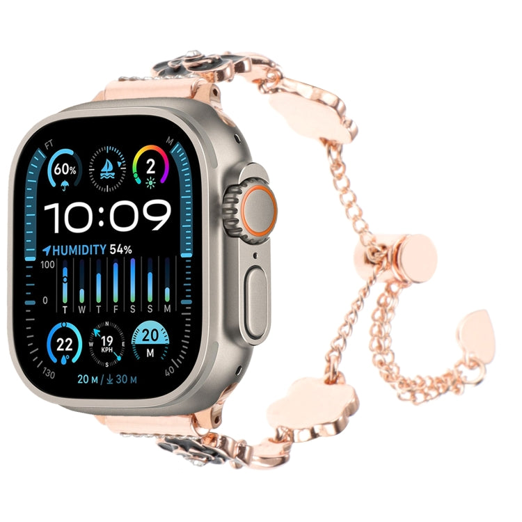 Cinturino per orologio con cinturino a catena in metallo Camelia, For Apple Watch SE 2023 44mm, For Apple Watch SE 2023 40mm, For Apple Watch Ultra 2 49mm, For Apple Watch Series 9 45mm, For Apple Watch Series 9 41mm, For Apple Watch Ultra 49mm