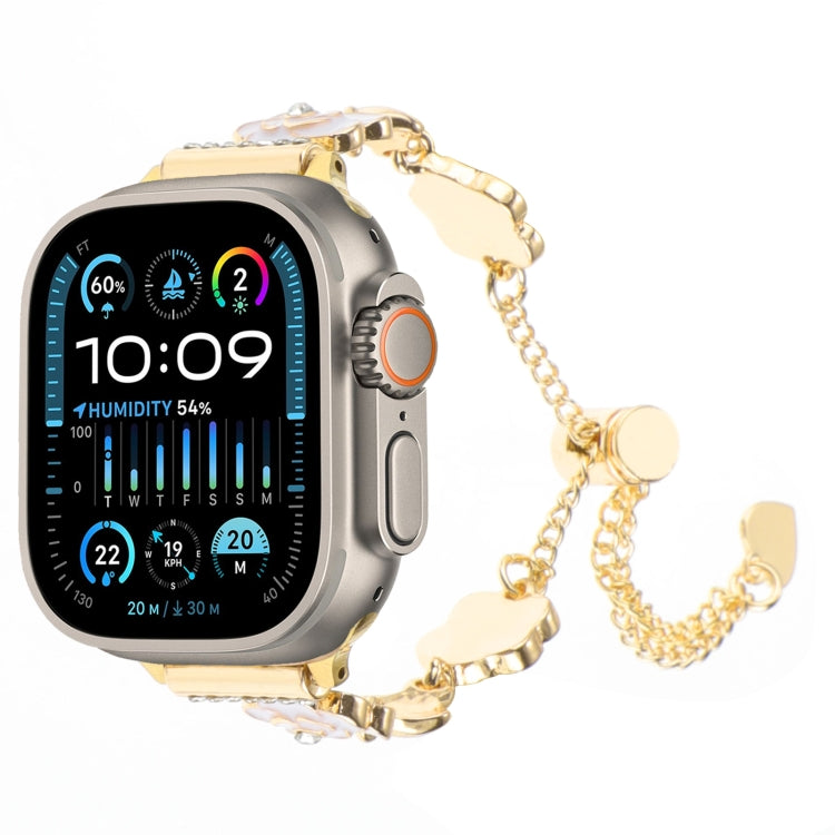 Cinturino per orologio con cinturino a catena in metallo Camelia, For Apple Watch SE 2023 44mm, For Apple Watch SE 2023 40mm, For Apple Watch Ultra 2 49mm, For Apple Watch Series 9 45mm, For Apple Watch Series 9 41mm, For Apple Watch Ultra 49mm