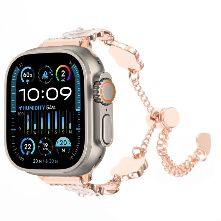 Cinturino per orologio con cinturino a catena in metallo Camelia, For Apple Watch SE 2023 44mm, For Apple Watch SE 2023 40mm, For Apple Watch Ultra 2 49mm, For Apple Watch Series 9 45mm, For Apple Watch Series 9 41mm, For Apple Watch Ultra 49mm