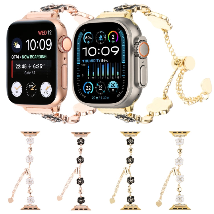 Cinturino per orologio con cinturino a catena in metallo Camelia, For Apple Watch SE 2023 44mm, For Apple Watch SE 2023 40mm, For Apple Watch Ultra 2 49mm, For Apple Watch Series 9 45mm, For Apple Watch Series 9 41mm, For Apple Watch Ultra 49mm