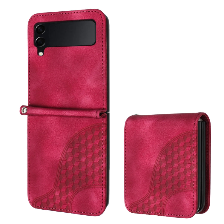 YX0060 Custodia in pelle per telefono con testa di elefante in rilievo con cordino, For Samsung Galaxy Z Flip4 5G, For Samsung Galaxy Z Flip3 5G, For Samsung Galaxy Z Fold3 5G