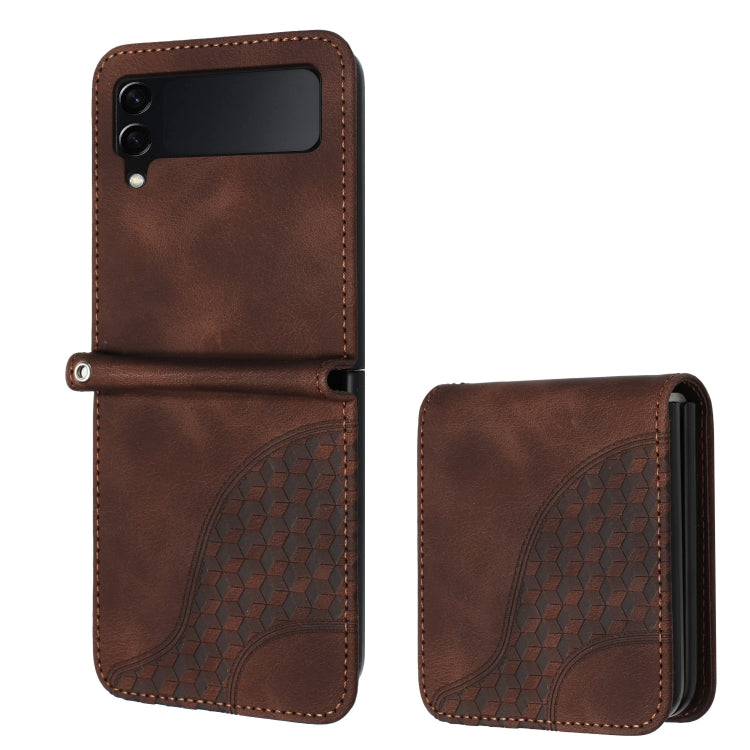 YX0060 Custodia in pelle per telefono con testa di elefante in rilievo con cordino, For Samsung Galaxy Z Flip4 5G, For Samsung Galaxy Z Flip3 5G, For Samsung Galaxy Z Fold3 5G