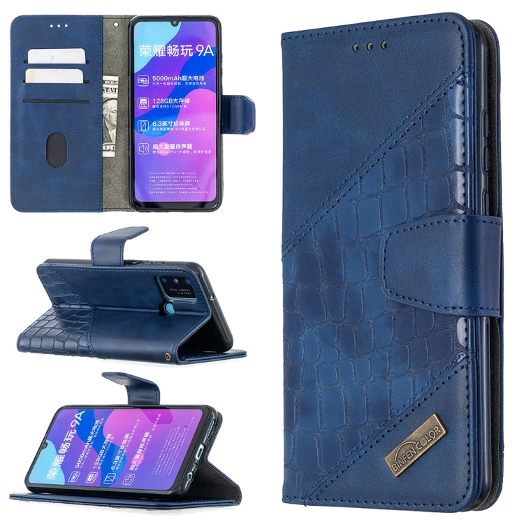 Custodia in pelle sintetica a vibrazione orizzontale con struttura in coccodrillo abbinata con supporto, slot per carte e portafoglio, For Huawei Honor 9A, For Huawei Honor 9X Lite