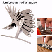Righello a forma di T per chitarra 9 in 1, tastiera sul manico, radiante dei tasti, radiante delle corde, calibro di misurazione regolabile, 9 in 1 Guitar T Ruler
