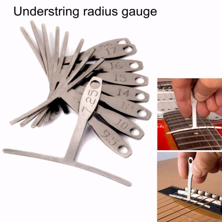 Righello a forma di T per chitarra 9 in 1, tastiera sul manico, radiante dei tasti, radiante delle corde, calibro di misurazione regolabile, 9 in 1 Guitar T Ruler