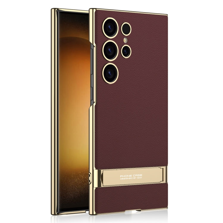 Custodia per telefono GKK Triumph in pelle liscia ultrasottile con supporto, For Samsung Galaxy S24 Ultra 5G