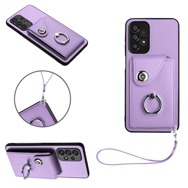 Custodia per telefono in PU con porta carte per organo e cordino, For Samsung Galaxy A52 4G/5G, For Samsung Galaxy A12