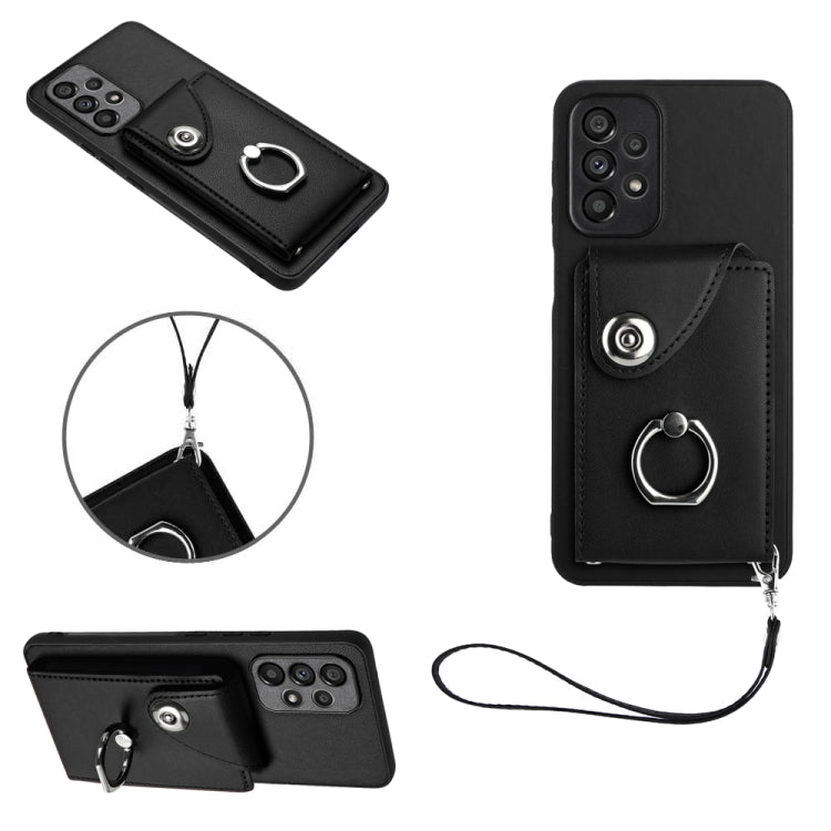 Custodia per telefono in PU con porta carte per organo e cordino, For Samsung Galaxy A52 4G/5G, For Samsung Galaxy A12