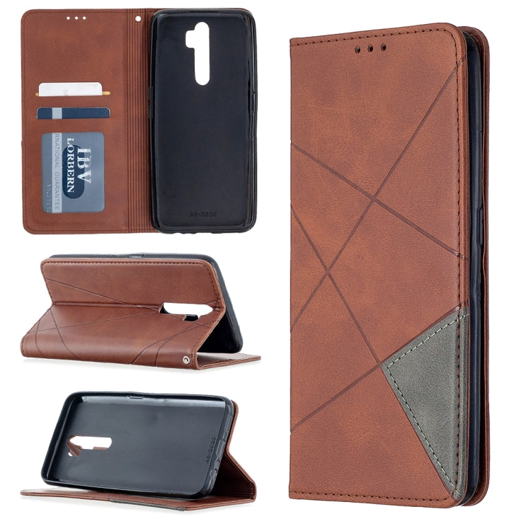 Custodia in pelle magnetica a rotazione orizzontale con struttura a rombo con supporto e slot per schede, For Oppo A5 (2020) / A9 (2020), For Oppo A72 / A52 / A92, For Oppo A31 (2020) / A81, For Samsung Galaxy A21s