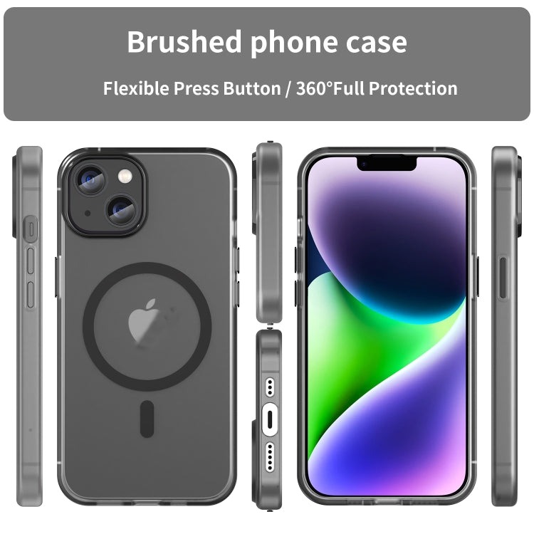 Custodia per telefono MagSafe in TPU satinato traslucido + PC a copertura totale, For iPhone 15, For iPhone 14 Plus