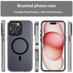 Custodia per telefono MagSafe in TPU satinato traslucido + PC a copertura totale, For iPhone 16, For iPhone 15 Pro Max