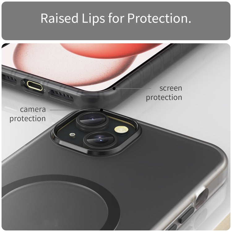 Custodia per telefono MagSafe in TPU satinato traslucido + PC a copertura totale, For iPhone 15 Pro, For iPhone 15 Plus