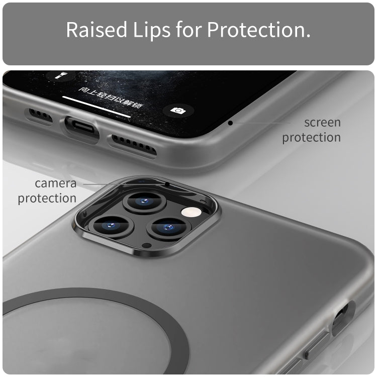 Custodia per telefono MagSafe in TPU satinato traslucido + PC a copertura totale, For iPhone 11 Pro Max, For iPhone 11