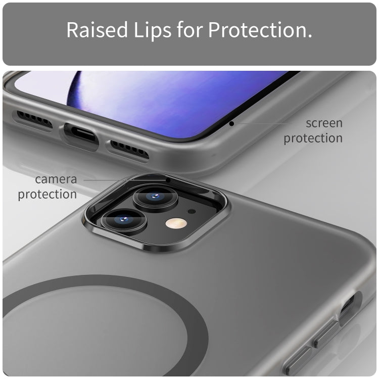 Custodia per telefono MagSafe in TPU satinato traslucido + PC a copertura totale, For iPhone 11 Pro Max, For iPhone 11