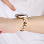 Cinturino per orologio con catena in metallo con strass leopardati, For Apple Watch SE 2023 44mm, For Apple Watch SE 2023 40mm, For Apple Watch Ultra 2 49mm, For Apple Watch Series 9 45mm, For Apple Watch Series 9 41mm, For Apple Watch Ultra 49mm      ...