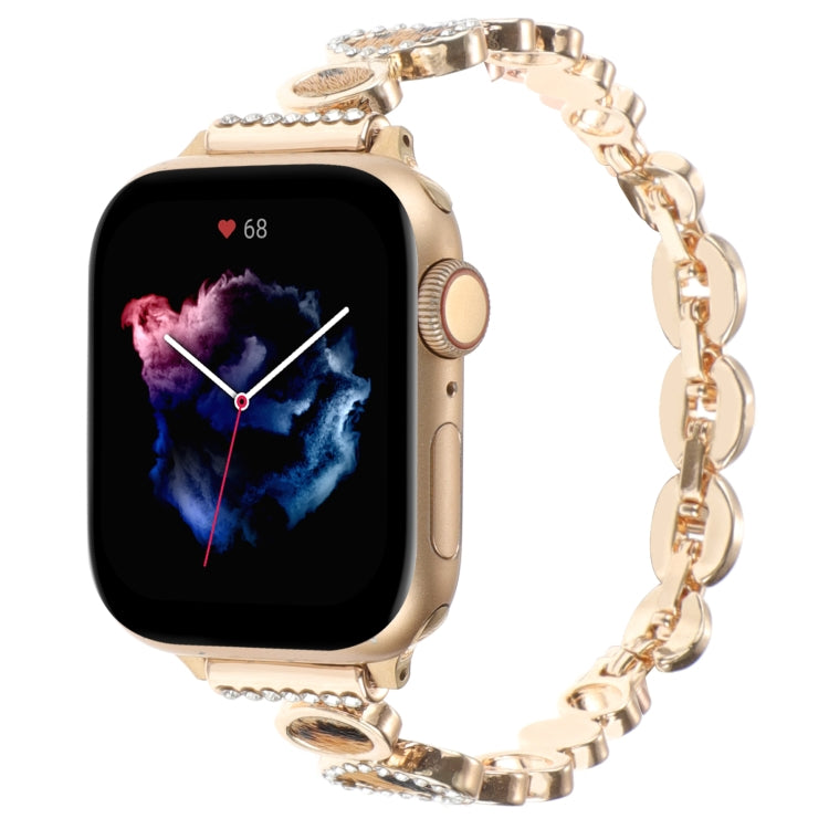 Cinturino per orologio con catena in metallo con strass leopardati, For Apple Watch SE 2023 44mm, For Apple Watch SE 2023 40mm, For Apple Watch Ultra 2 49mm, For Apple Watch Series 9 45mm, For Apple Watch Series 9 41mm, For Apple Watch Ultra 49mm      ...