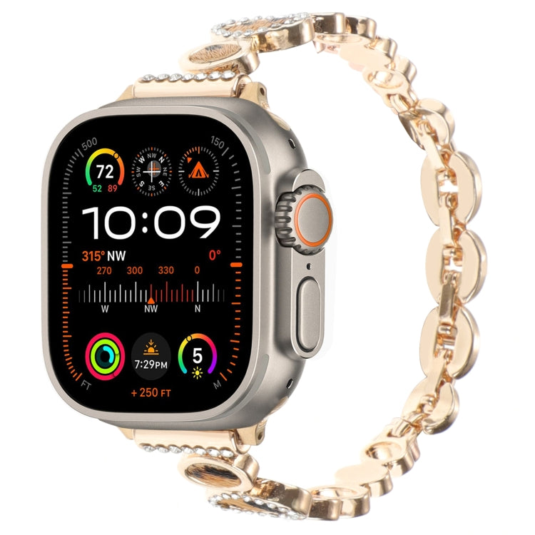 Cinturino per orologio con catena in metallo con strass leopardati, For Apple Watch SE 2023 44mm, For Apple Watch SE 2023 40mm, For Apple Watch Ultra 2 49mm, For Apple Watch Series 9 45mm, For Apple Watch Series 9 41mm, For Apple Watch Ultra 49mm      ...