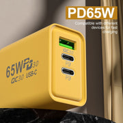 Caricabatterie USB + Type-C a ricarica rapida al nitruro di gallio da 65 W, EU Plug, US Plug