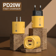 Caricabatterie PD20W Type-C + USB QC3.0, EU Plug, US Plug