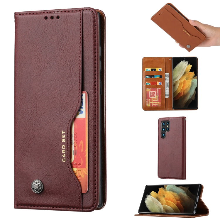 Custodia per telefono in pelle Flip con texture pelle impastata, For Samsung Galaxy S24 Ultra 5G, For Samsung Galaxy S24+ 5G, For Samsung Galaxy S24 5G