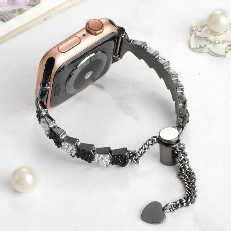 Bracciale a catena con perline di conchiglia, cinturino in metallo, For Apple Watch SE 2023 44mm, For Apple Watch SE 2023 40mm, For Apple Watch Ultra 2 49mm, For Apple Watch Series 9 45mm, For Apple Watch Series 9 41mm, For Apple Watch Ultra 49mm