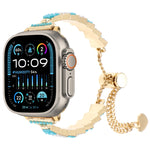 Bracciale a catena con perline di conchiglia, cinturino in metallo, For Apple Watch SE 2023 44mm, For Apple Watch SE 2023 40mm, For Apple Watch Ultra 2 49mm, For Apple Watch Series 9 45mm, For Apple Watch Series 9 41mm, For Apple Watch Ultra 49mm