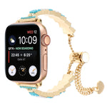 Bracciale a catena con perline di conchiglia, cinturino in metallo, For Apple Watch Series 8 41mm, For Apple Watch Series 8 45mm, For Apple Watch SE 2022 40mm, For Apple Watch SE 2022 44mm, For Apple Watch Series 7 41mm, For Apple Watch Series 7 45mm