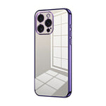 Custodia per telefono con foro fine con placcatura trasparente, For iPhone 15 Pro Max, For iPhone 15 Pro, For iPhone 15 Plus