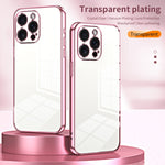 Custodia per telefono con foro fine con placcatura trasparente, For iPhone 15 Pro Max, For iPhone 15 Pro, For iPhone 15 Plus