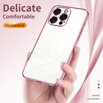 Custodia per telefono con foro fine con placcatura trasparente, For iPhone 15 Pro Max, For iPhone 15 Pro, For iPhone 15 Plus