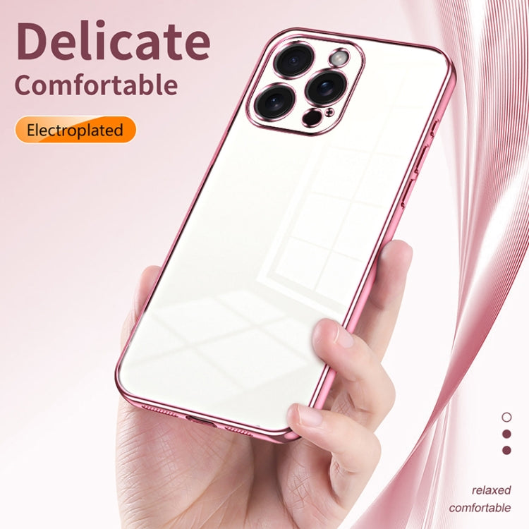 Custodia per telefono con foro fine con placcatura trasparente, For iPhone 15 Pro Max, For iPhone 15 Pro, For iPhone 15 Plus