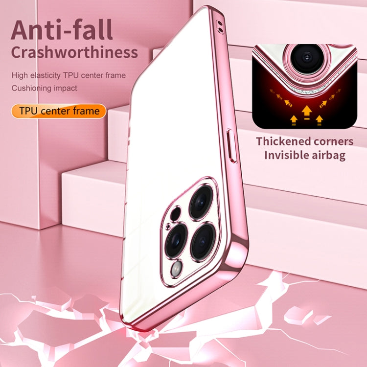 Custodia per telefono con foro fine con placcatura trasparente, For iPhone 15 Pro Max, For iPhone 15 Pro, For iPhone 15 Plus