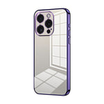Custodia per telefono con foro fine con placcatura trasparente, For iPhone 15 Pro Max, For iPhone 15 Pro, For iPhone 15 Plus