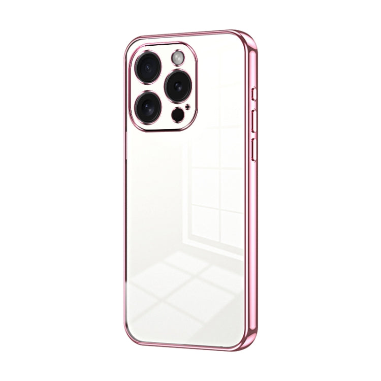 Custodia per telefono con foro fine con placcatura trasparente, For iPhone 15 Pro Max, For iPhone 15 Pro, For iPhone 15 Plus