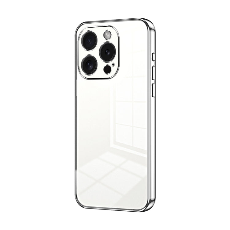 Custodia per telefono con foro fine con placcatura trasparente, For iPhone 15 Pro Max, For iPhone 15 Pro, For iPhone 15 Plus