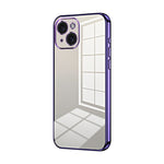 Custodia per telefono con foro fine con placcatura trasparente, For iPhone 15, For iPhone 14 Plus, For iPhone 14