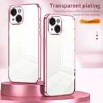 Custodia per telefono con foro fine con placcatura trasparente, For iPhone 15, For iPhone 14 Plus, For iPhone 14