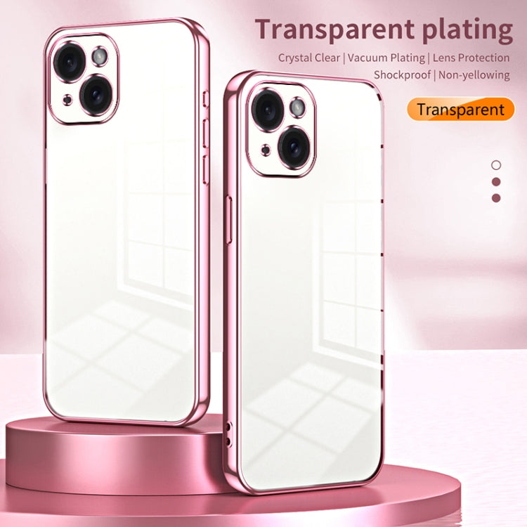 Custodia per telefono con foro fine con placcatura trasparente, For iPhone 15, For iPhone 14 Plus, For iPhone 14