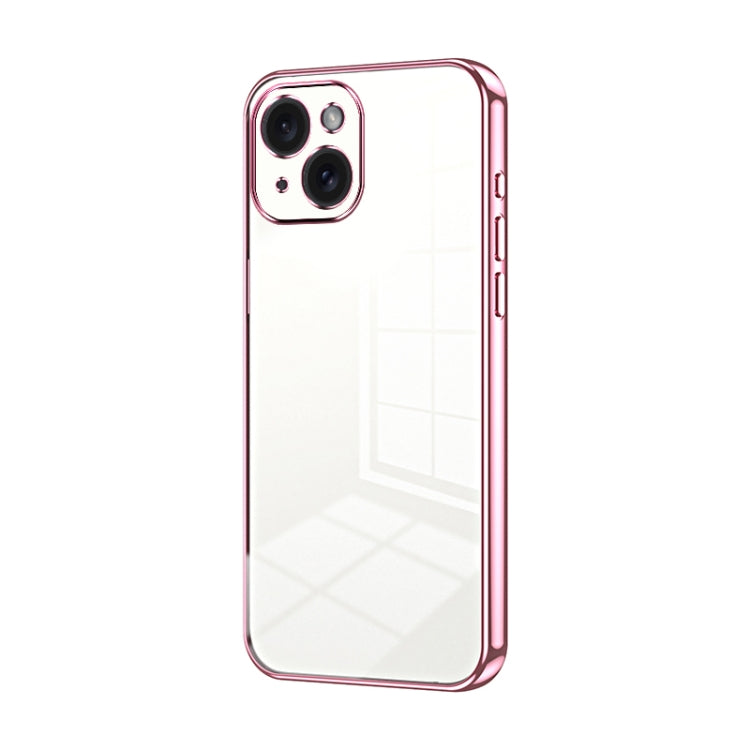 Custodia per telefono con foro fine con placcatura trasparente, For iPhone 15, For iPhone 14 Plus, For iPhone 14