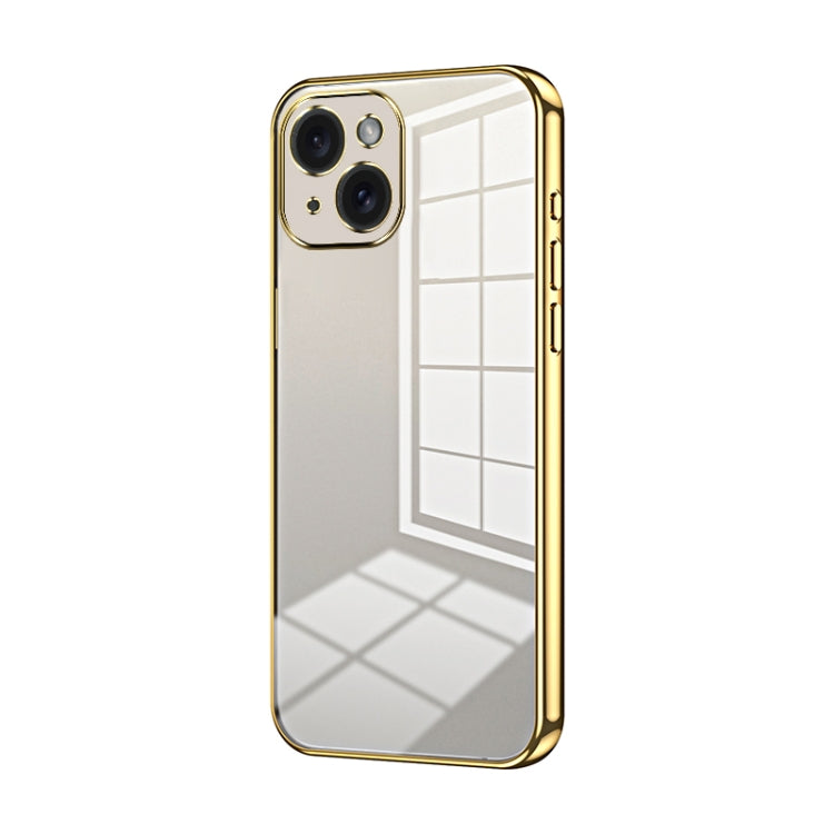 Custodia per telefono con foro fine con placcatura trasparente, For iPhone 15, For iPhone 14 Plus, For iPhone 14